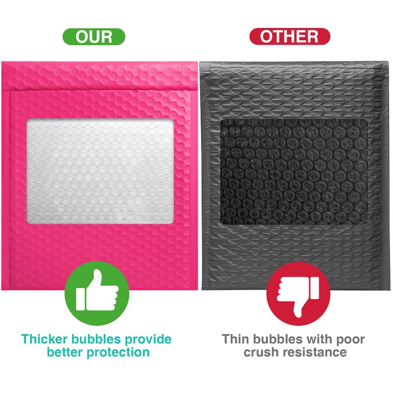 Metronic 8.5 x 12 Inch Bubble Mailers 25 Pack Pink Padded Envelopes Self-Seal Bubble Mailer Waterproof Cushioning Padded Mailers for Shipping, Mailing, Packaging, Small Business Supplies, Bulk #2 - Image 4